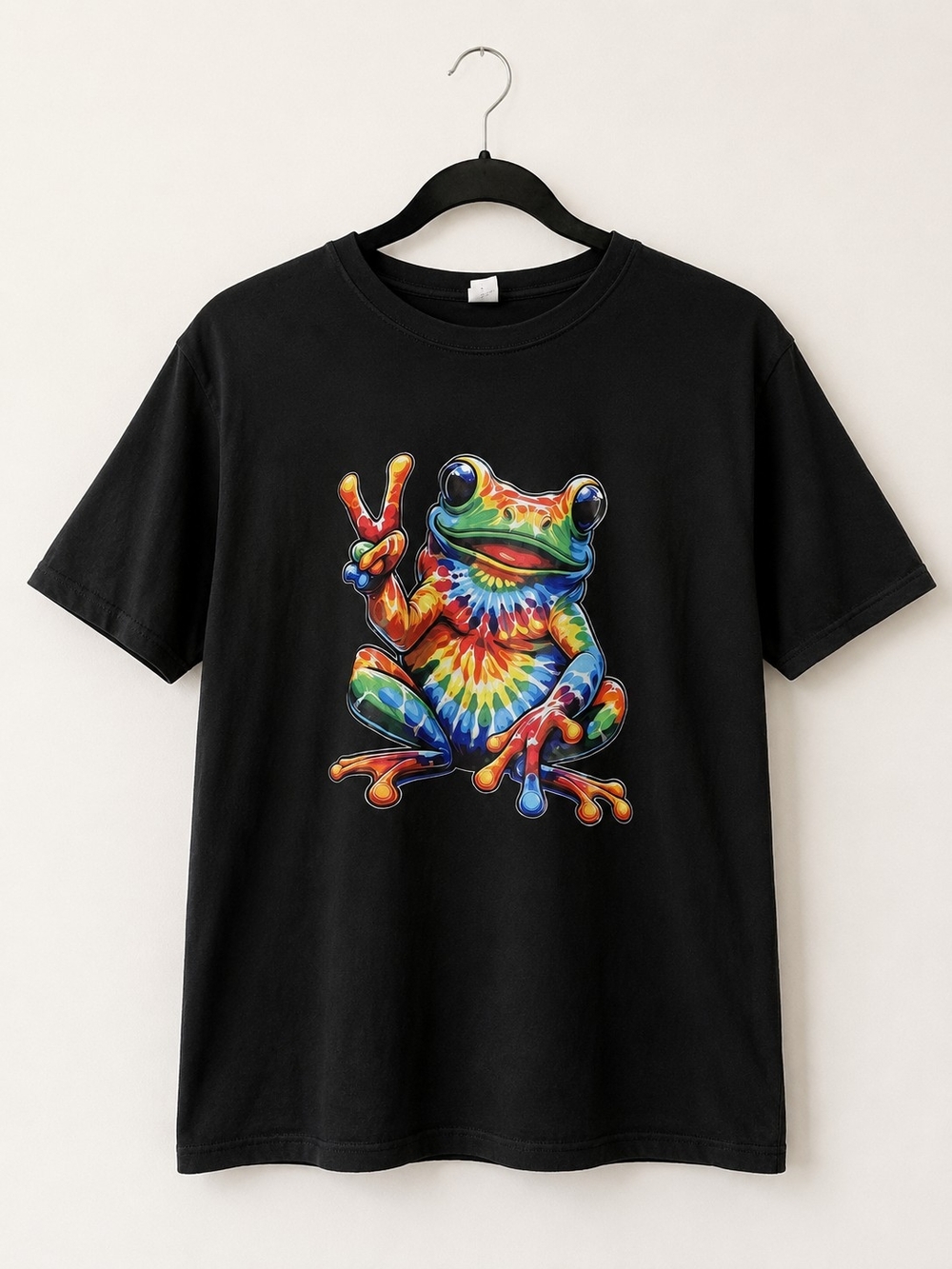 Black Tie-Dye Frog Graphic Tee